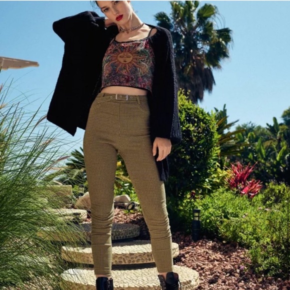 Urban Outfitters Neve Plaid High Waisted Cigarette Pants - Picture 2 of 12